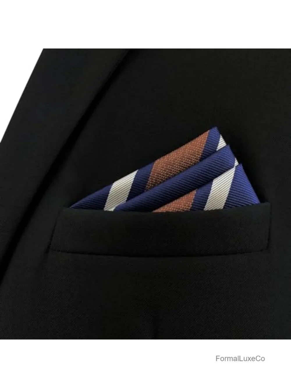 Striped Jacquard Pocket Square, Formal Hanky for Weddings